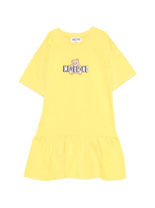 Abito bambina Moschino giallo con logo Teddy Bear MOSCHINO KID-TEEN | HDV0HLLCA1950577